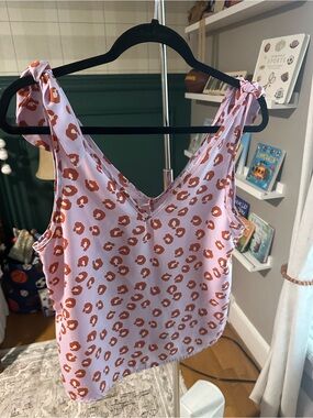 Karlie Pink Cami with Rust Leopard Print Tie Straps